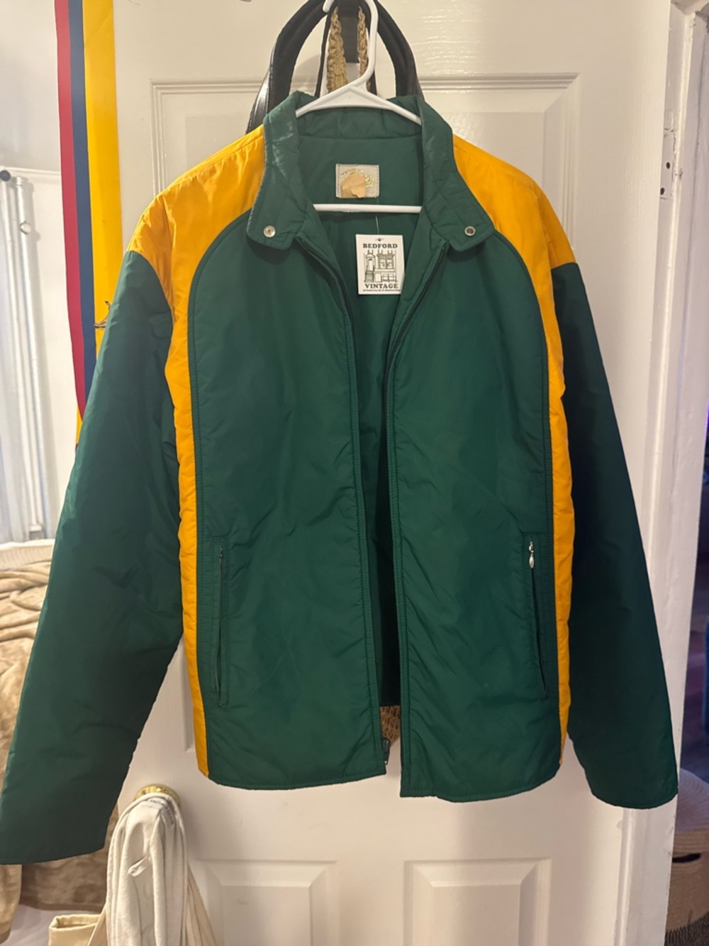 Men's Green and Yellow Colorblock Jacket